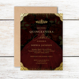 Sparkle Red Gold Dress Tiara Quinceanera 