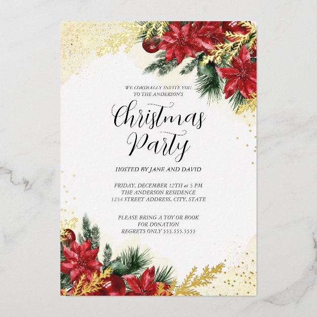 Sparkle Red Gold Foliage Christmas Party  (Front)