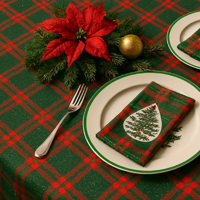 Sparkle Red Green Christmas Tartan  Tablecloth (Creator Uploaded)