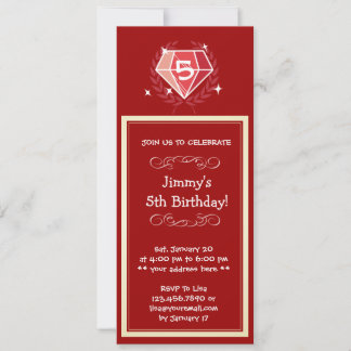 Sparkle Red Ruby Gems Birthday Party Invitation