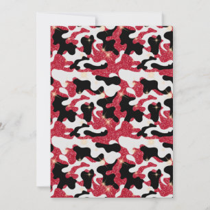 Sparkle Red White Black Camouflage Camo Invitation