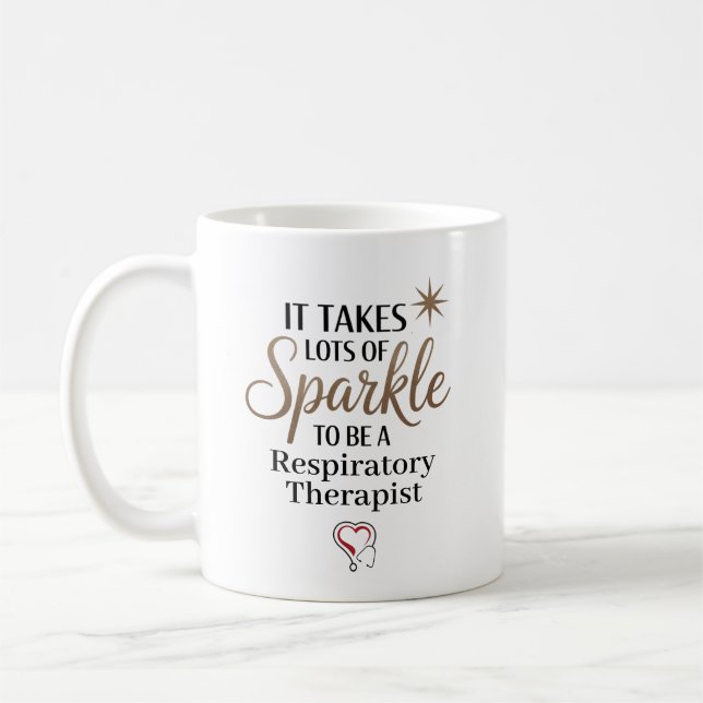 Sparkle Respiratory Therapist Personalised Coffee Mug (Left)