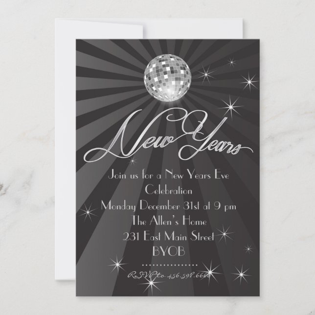 Sparkle Ring in the New Years EVE Invitation (Front)