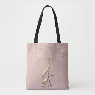 Sparkle Rose Gold Dog Monogrammed Tote Bag