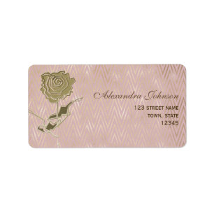 Sparkle Rose Gold Flower Return Address Label