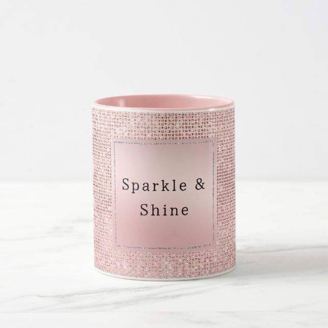 Sparkle Rose Gold Glam Brown Glitter  Mug (Center)