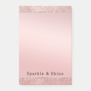 Sparkle Rose Gold Glam Brown Glitter Post-it Notes