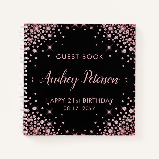 Sparkle Rose Gold Glitter 21st Birthday Guest Book (Front)