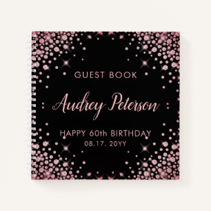 Sparkle Rose Gold Glitter 60th Birthday Guest Book