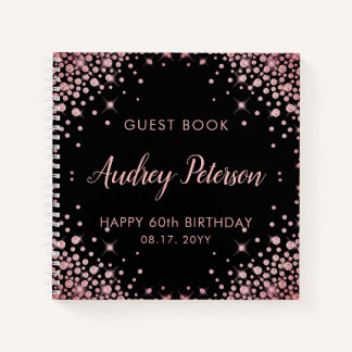 Sparkle Rose Gold Glitter 60th Birthday Guest Book