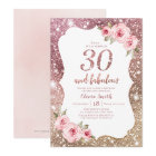 Sparkle rose gold glitter and floral 30th birthday