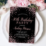 Sparkle Rose Gold Glitter Black 30th Birthday Invitation<br><div class="desc">Modern Elegant Sparkle Rose Gold Glitter Black 30th Birthday Invitation. This feminine Girly Adult Birhday party invitation (for her, any age) feature an elegant hand lettered calligraphy script and rose gold diamond glitter frame on black background. Ideal for a feminine adult milestone birthday celebration, this invitation perfectly captures the essence...</div>