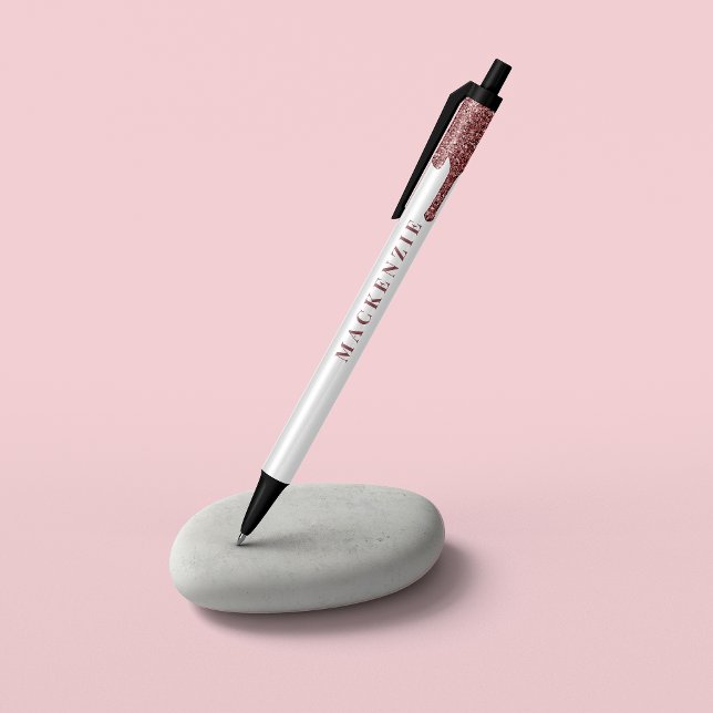 Sparkle Rose Gold Glitter Dripping Luxury Black Ink Pen (Creator Uploaded)