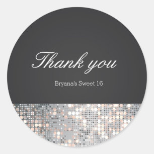 Sparkle Sequins Glam Black Wedding Favour Stickers