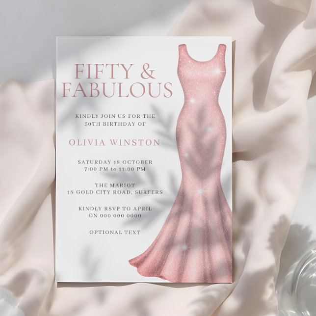 Sparkle Shimmer Dress 50th Birthday Party Invitation (Creator Uploaded)