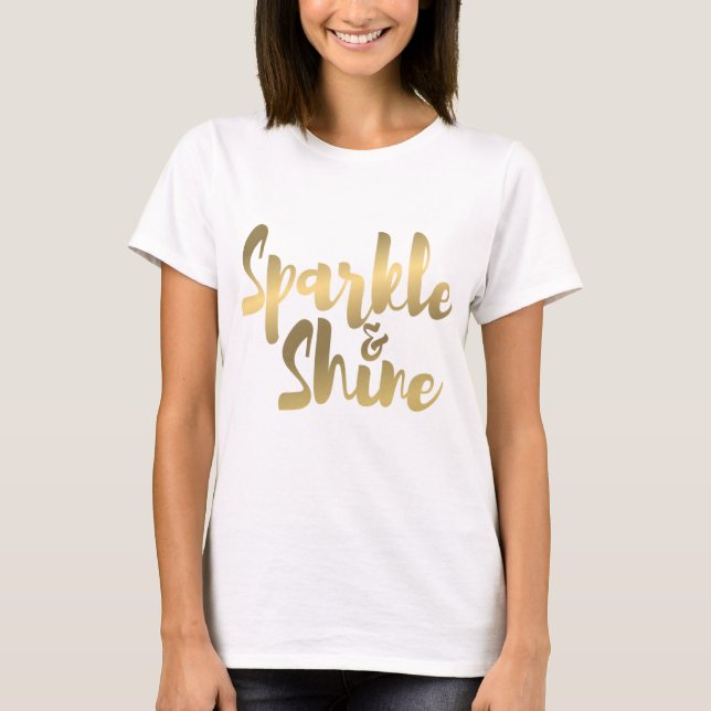sparkle shine gold brush metal effect t shirt (Front)