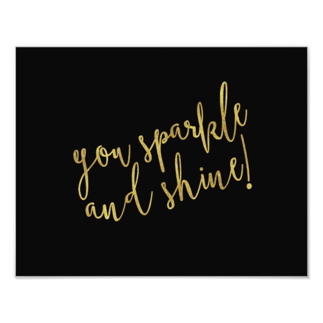 Sparkle Shine Quote Faux Gold Foil Glitter Photo Print (Front)