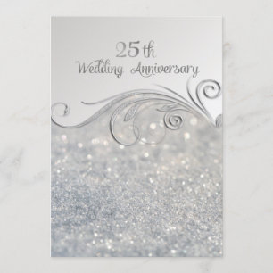 Sparkle Silver 25th Wedding Anniversary-ver2 Invitation
