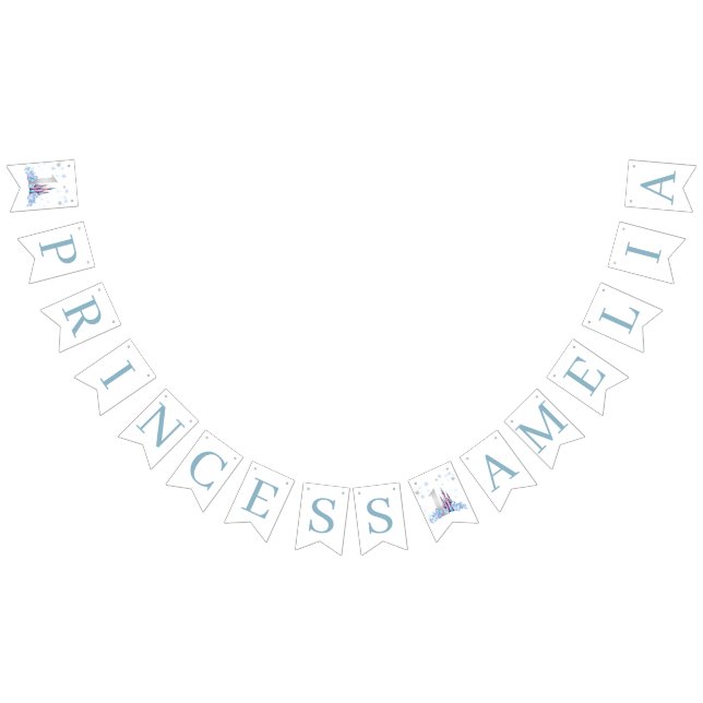 Sparkle Silver Frozen Kingdom Castle 1st Birthday  Bunting (All)