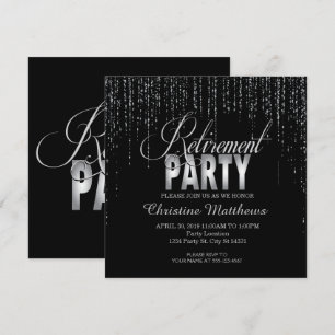 Sparkle, Silver Retirement Party Invitations