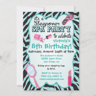 Sparkle Sleepover Spa Birthday Party Invitations