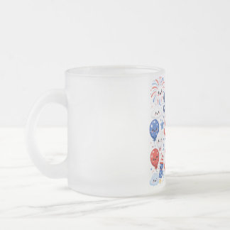 Sparkle & Smile This 4th of July Cute Kawaii Frosted Glass Coffee Mug