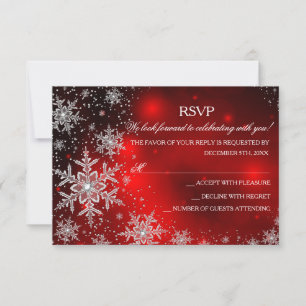 Sparkle Snowflake Red Christmas Party RSVP