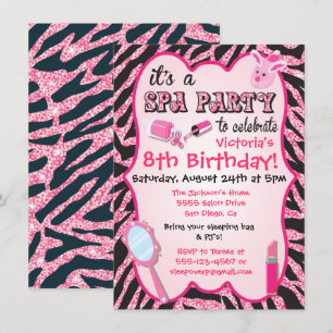 Sparkle Spa Birthday Party Invitations