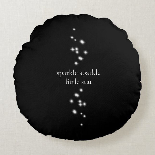 Sparkle Sparkle Little Star Black Starlight Round Cushion (Front)