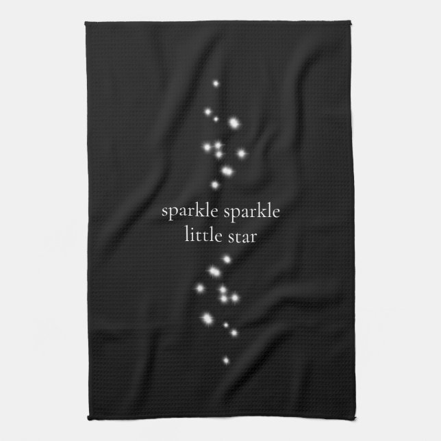 Sparkle Sparkle Little Star Black Starlight Tea Towel (Vertical)