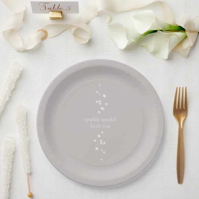Sparkle Sparkle Little Star Silver Grey Starlight Paper Plate (Wedding)
