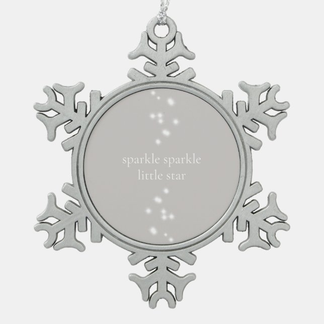 Sparkle Sparkle Little Star Silver Grey Starlight Snowflake Pewter Christmas Ornament (Front)