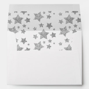 Sparkle Stars Christmas Holiday silver grey Envelope