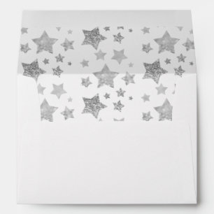 Sparkle Stars Christmas Holiday silver grey Envelope