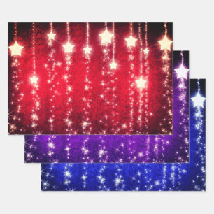 Sparkle Stars Holiday Wrapping Paper Sheet