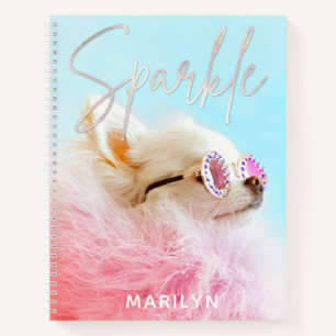 Sparkle The Tiny Chi   Dog Lover Personalised Glam Notebook