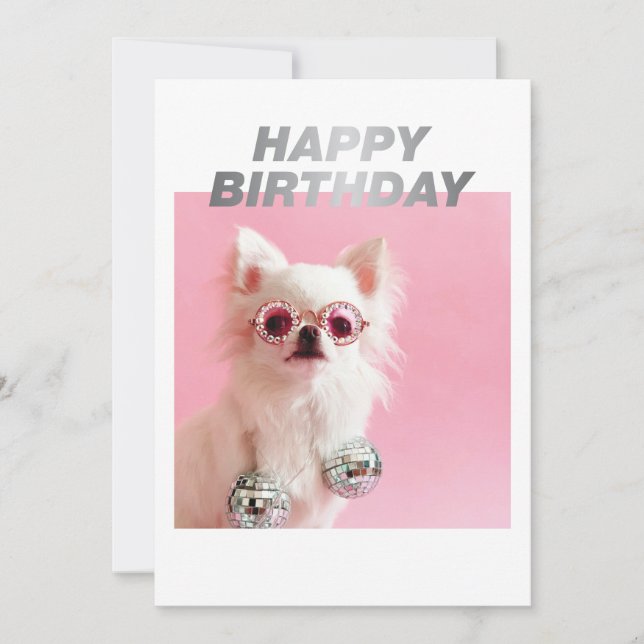 Sparkle The Tiny Chi | Happy Birthday Party Animal Card (Front)