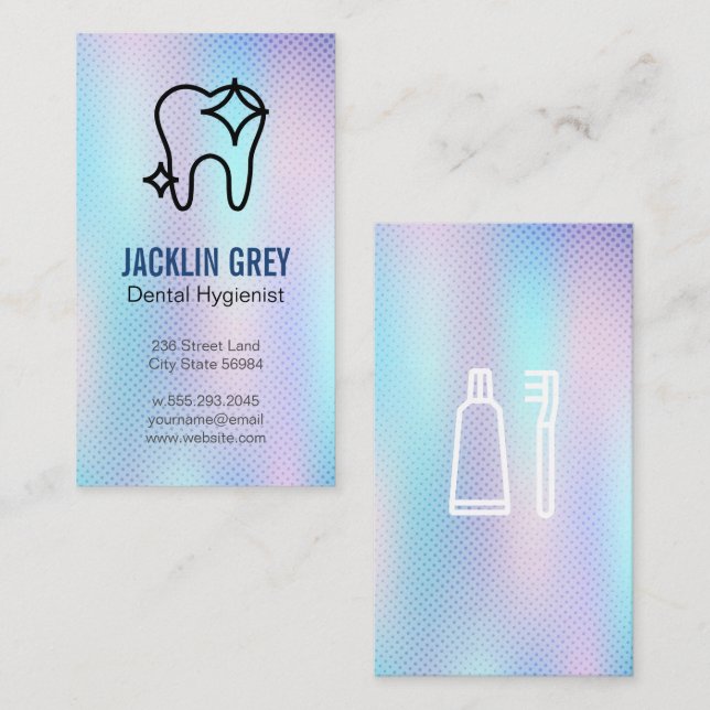 Sparkle Tooth | Dentistry | Colourful Shimmer Business Card (Front/Back)