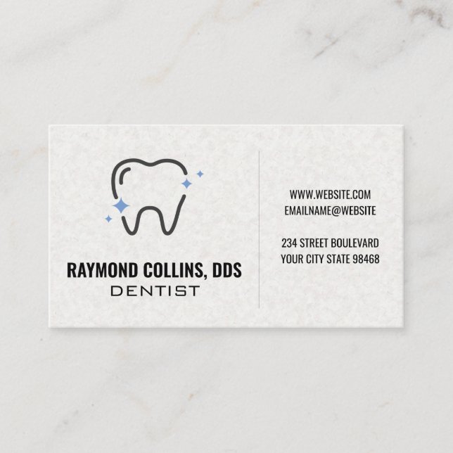 Sparkle Tooth Icon | Dental Business Card (Front)