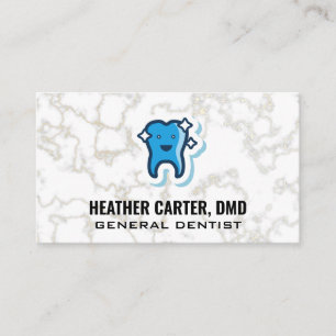 Sparkle Tooth Logo   Marble Business Card