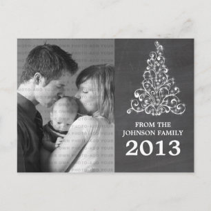 Sparkle Tree Chalkboard Photo Postcard, Grey Postcard