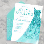 Sparkle Turquoise Dress 60th Birthday Party  Invitation<br><div class="desc">Sparkle Turquoise Dress 60th Birthday Party Sixty & Fabulous Invitation
Variations to the invitation and matching items in our store</div>