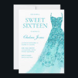 Sparkle Turquoise Dress Sweet 16 Party Invitation<br><div class="desc">Sparkle Turquoise Dress Sweet 16 Party Invitation
Variations to the invitation and matching items in our store</div>