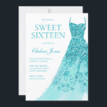 Sparkle Turquoise Dress Sweet 16 Party Invitation<br><div class="desc">Sparkle Turquoise Dress Sweet 16 Party Invitation
Variations to the invitation and matching items in our store</div>