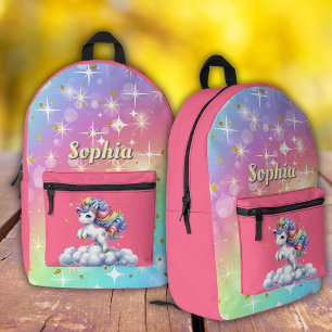Sparkle unicorn magical cloud printed backpack