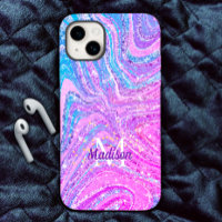 Sparkle unicorn rainbow girly marble art Case-Mat