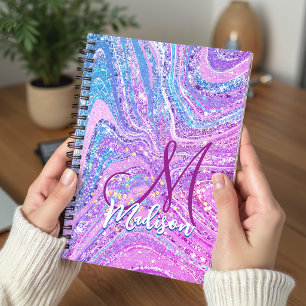 Sparkle unicorn rainbow girly marble art planner