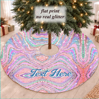 Sparkle unicorn rainbow girly marbling art brushed polyester tree skirt
