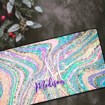 Sparkle unicorn rainbow pink mint marble art desk mat<br><div class="desc">A cool girly faux glitter unicorn marble art bling in different shades of pink, mint, silver and gold Desk mat. Add a touch of glitter and glam to your home office or dorm with this elegant desk mat. To make it extra special, it is also monogrammed and personalised with name...</div>