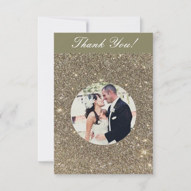 Sparkle Wedding Photo Thank you Cards (Front)